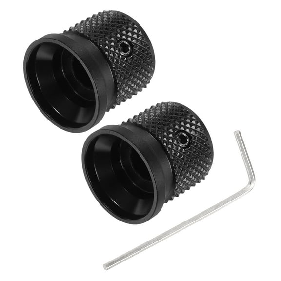 Uxcell Aluminium Potentiometer Knob, Universal Top Hat Knobs Volume Tone Control Knob with Set Screw for Guitar Bass Black