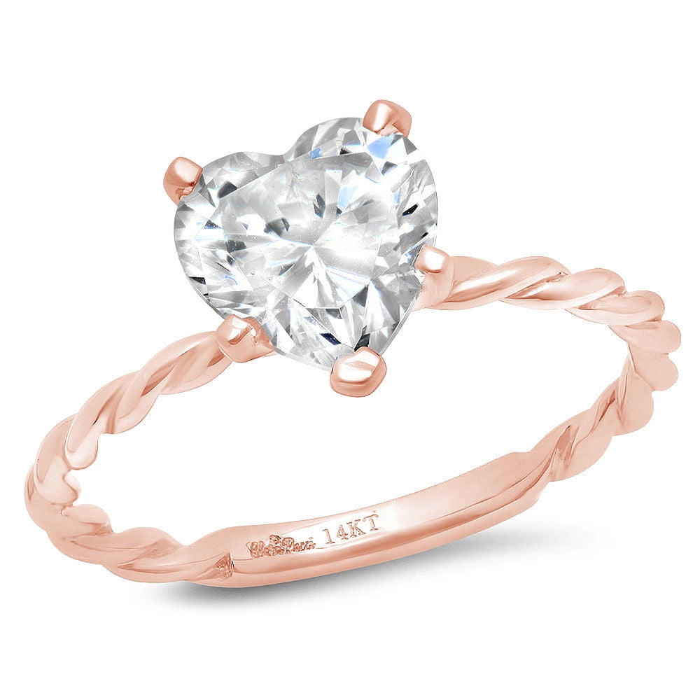 1.9ct Heart Anniversary Promise Engagement Bridal Solitaire Ring 14k Rose Gold 
