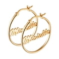 thumbnail image 2 of Personalized Planet Women's Sterling Silver or Gold over Silver Name Small 25mm or Medium 35mm Hoop Earrings, 2 of 3