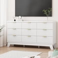 thumbnail image 3 of Ktaxon Modern 9 Drawer Dresser Fluted Wood Chest of Drawers with Soft Close Slides Storage Cabinet for Bedroom, Living Room, Entryway White, 3 of 10