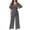 Dark Gray, variant on Summer Women Wide Leg Jumpsuit Short Sleeved Front Fastening Long Length One Piece Pants