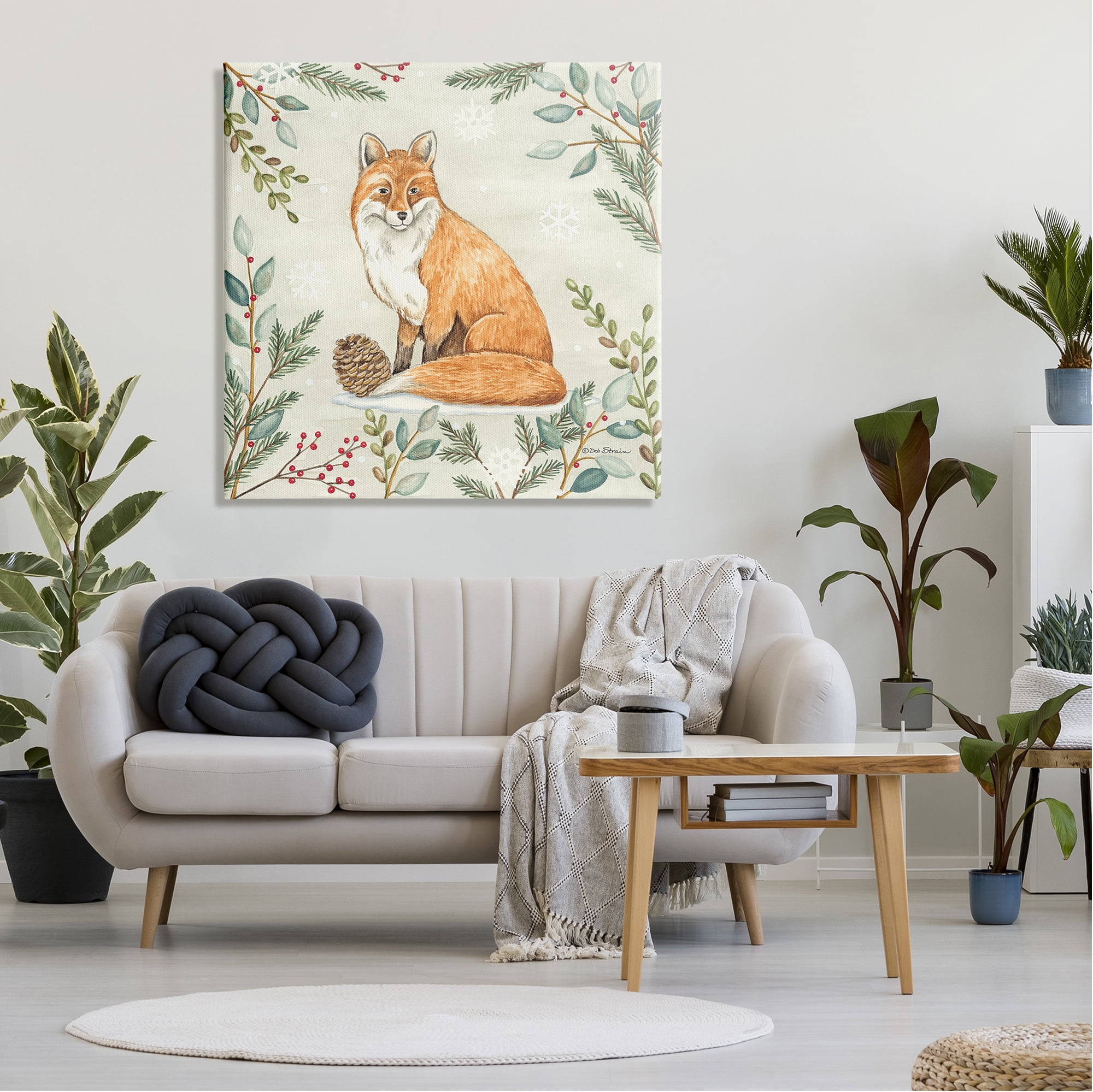 Stupell Industries Fox in Winter Forest Holiday Painting Gallery Wrapped Canvas Print Wall Art, 36 x 36