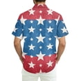 thumbnail image 6 of Men's Glitter Star & Stripe American Flag Hawaiian Shirt - 4-Way Stretch Short Sleeve Patriotic Button Down Red XL, 6 of 6