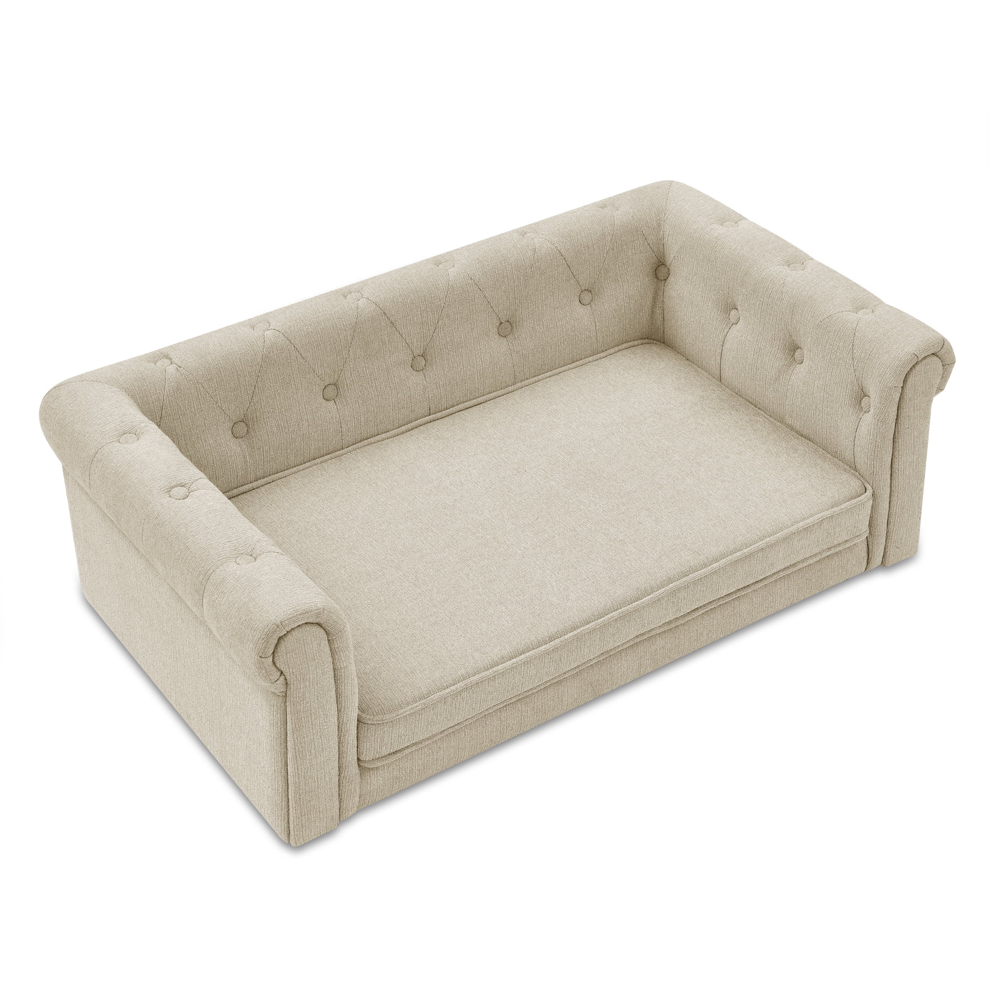 Jopath Dog Sofa, Durable Elevated Dog Sofa Bed Fashionable Linen Fabric Rectangular Pet Bed for Small and Medium-Sized Dogs Beige