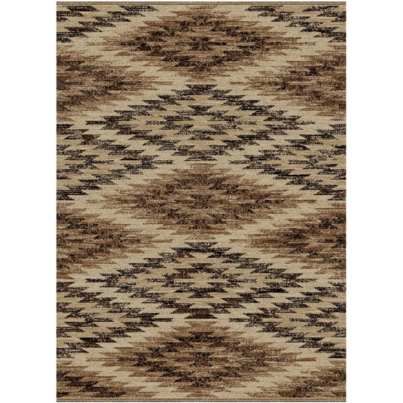 Mayberry Rug LK8531 5X8 5 ft. 3 in. x 7 ft. 7 in. Lodge King La Cruces Area Rug, Brown