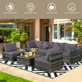 thumbnail image 4 of Gymax 7PCS PE Rotin Patio Sectionnel Canapé Conversation Ensemble W / Coussins Gris, 4 of 10