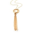 thumbnail image 2 of Youkk Collier Chaîne Style Simple Ras-de-Cou à Franges Pendentif Rond Colliers de Chandail avec Pompons Fête Banquet Cadeaux pour Femmes Or, 2 of 6