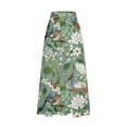 thumbnail image 5 of Mrat Asymmetrical Skirt Women's Casual Retro Floral Skirts Linen Elastic Waist Pleated Maxi Skirt with Pockets Plus Size Skirts S-123 Green 4XL, 5 of 5