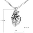 thumbnail image 2 of HIJONES Men's Stainless Steel Anatomy Heart Pendant Necklace Halloween Jewelry Silver, 2 of 6