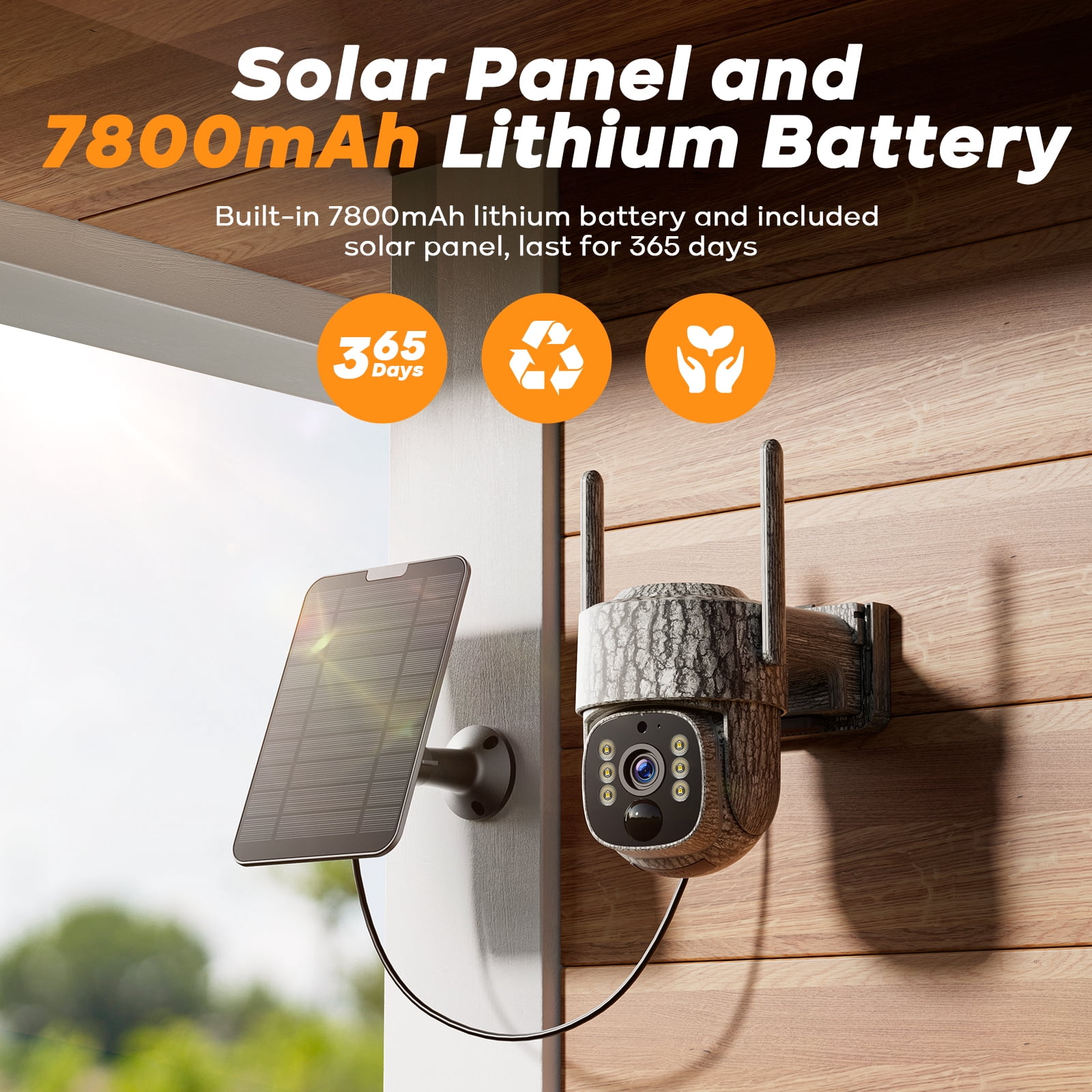 CAMPARK 4G LTE Cellular Solar Trail Camera with SIM&64G SD Card, Solar Powered 2.5K HD Game Wildlife Hunting Cameras Pan 360° Full View App Adjustment Night Vision Motion Activated