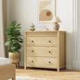 thumbnail image 4 of QinaQin Modern Recessed Bedside Table, Wooden Drawer Unit, Storage Side Table/Cabinet for Bedroom, Living Room, and Hallway, Walnut Color, 4 of 9