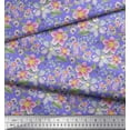 thumbnail image 2 of Soimoi Purple Japan Crepe Satin Fabric Anemone & Lavender Blue Flower Floral Decor Fabric Printed Yard 44 Inch Wide, 2 of 3