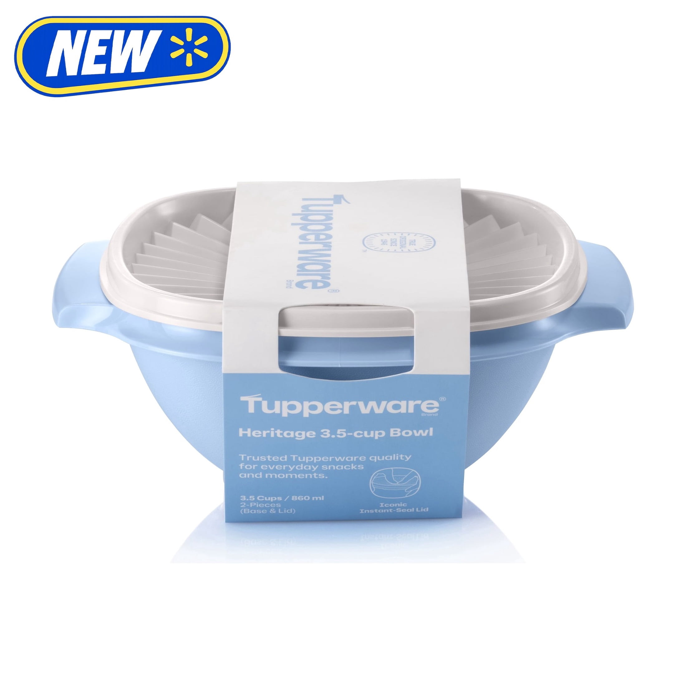 (3 pack) Tupperware Heritage 3.5-Cup Food Storage Bowl with Lid, Blue
