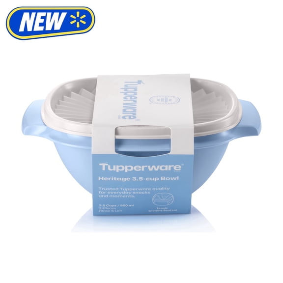 Tupperware Heritage 3.5-Cup Food Storage Bowl with Lid, Blue