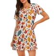 thumbnail image 1 of Easygdp Chemise de Nuit d'Automne à Manches Courtes pour Femmes, Imprimé Décontracté, 1 of 6