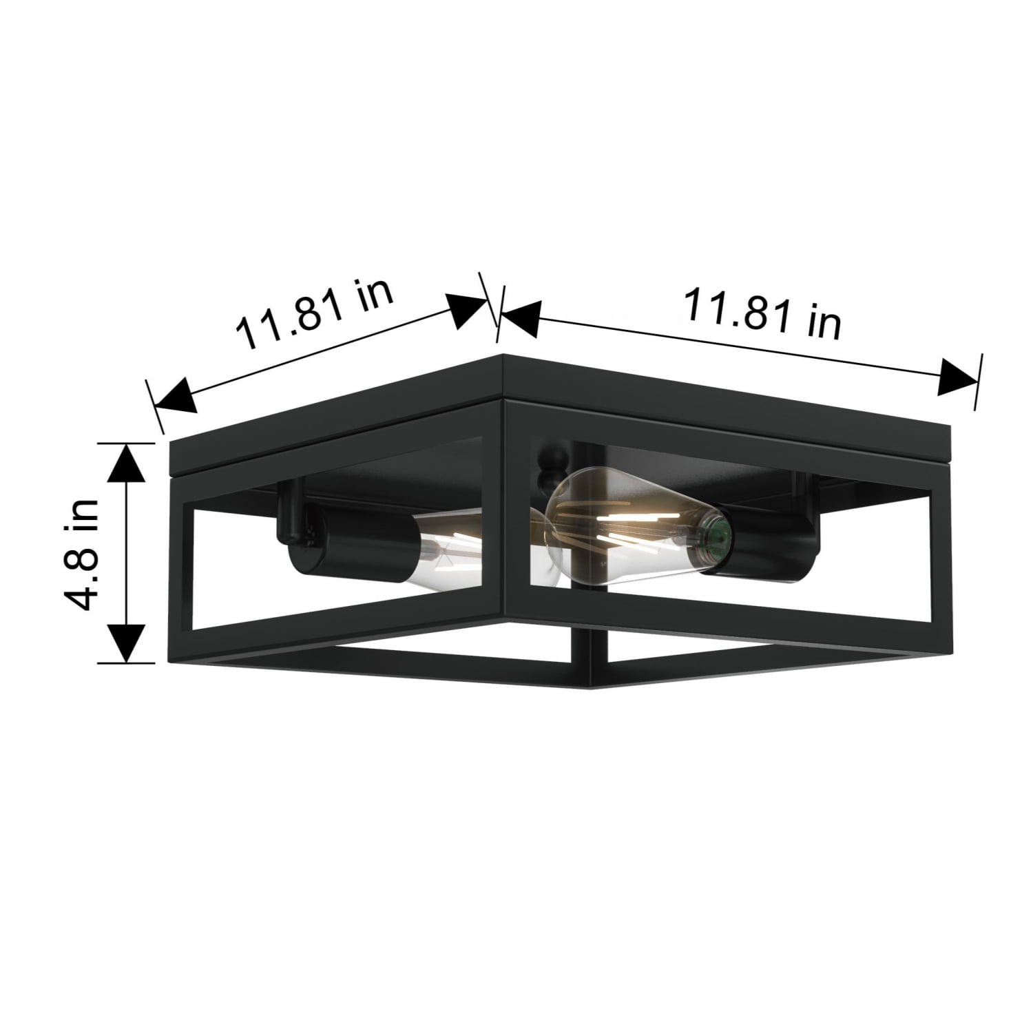 Better Homes & Gardens 12" Modern Square Flushmount Ceiling Light, Matte Black Finish, E26 Socketed
