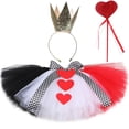 thumbnail image 2 of Falda de tul de reina roja para niña, disfraz de reina de corazones para fiesta de Halloween, minifaldas de tul mullidas para niñas, conjunto de tutú para bebé, 2 of 5