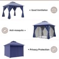 thumbnail image 6 of LAUSAINT HOME 10'x10' Outdoor Patio Gazebo, Double Roof Metal Frame with Mosquito Nettings, Privacy Screens and Anchoring Kit, Navy Blue, 6 of 10
