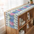 thumbnail image 6 of Table Runners 70 Inches Long Dress Scarves, Blue Pink Hydrangea Farmhouse Coffee/Dining/Kitchen Table Decor, Holiday Table Runner, Eucalyptus Leaves Summer Botanical Plaid 13x70 Inch, 6 of 9