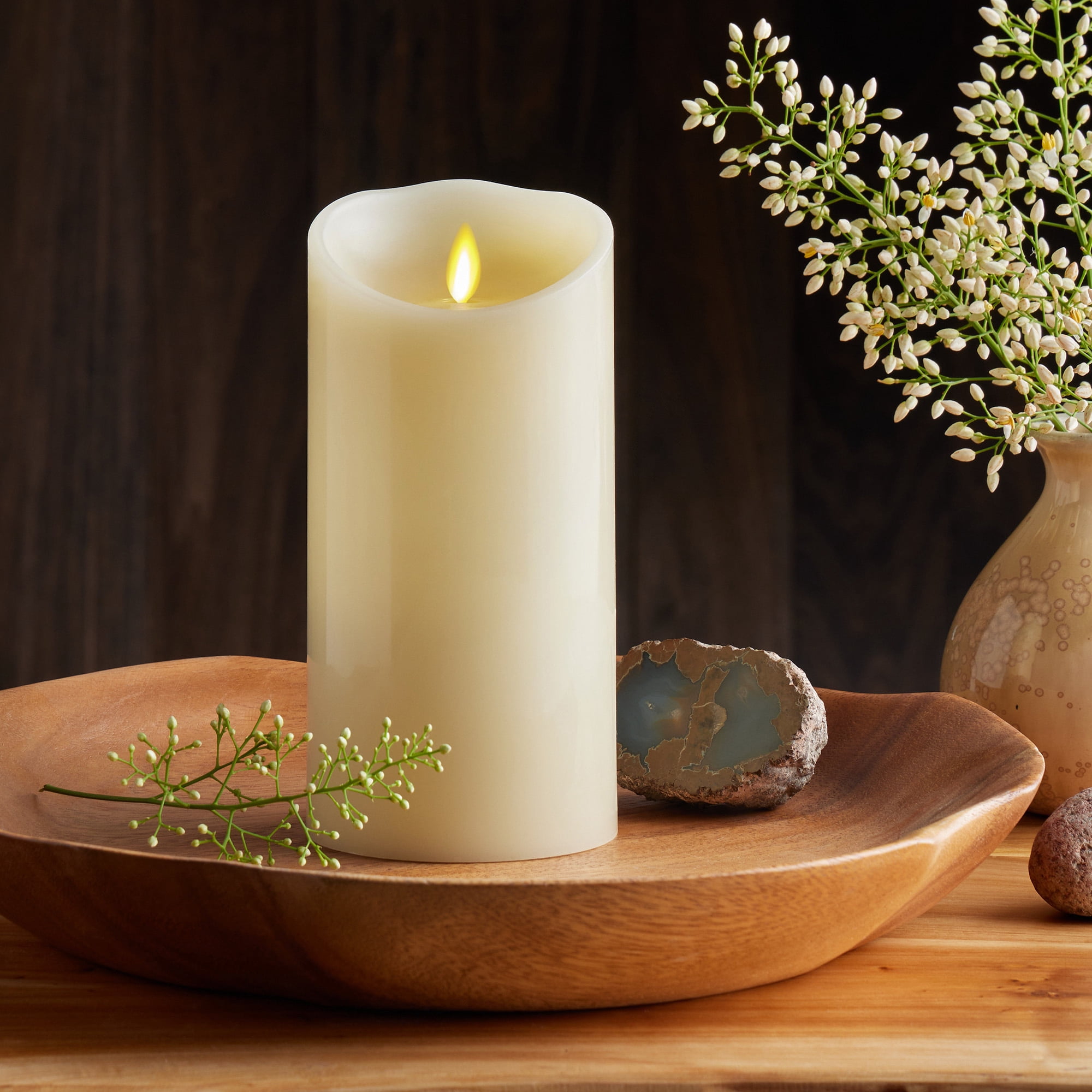 Luminara - Ivory Flameless Candle Pillar - Scallop Top Unscented - 3.5" x 7.0"