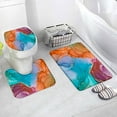 Abstract Marble Bath Mat Set Blue Green Geometric Watercolour Art