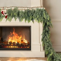 Guvpev 6FT Real Touch Christmas Garlands - Artificial Cedar Garland Realistic Faux Cedar Pine Needles Greenery Garland for Mantel, Fireplace, Holiday, Seasonal Decor, Indoor Outdoor Xmas Decorations