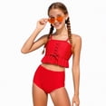thumbnail image 5 of mgoYE Girl Swimsuit 10 12 Girls Swimsuit 2 Piece Bikini Set Tiered Ruffled Bathing Suit Two Piece Girls' Swimwear with Chest Pad(Red,13-14 Years), 5 of 9