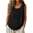 thumbnail image 2 of BUIGTTKLOP Womens Cotton Linen Tank Tops Boho Wide Strap Sleeveless Summer Tops Embroidered Flowy Blouses Causal Shirt, 2 of 6