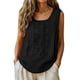 thumbnail image 1 of Craaazy Women's Relaxed Fit Round Neck Tank Top, Solid Color Sleeveless Cotton Linen Top, Loose Comfy Embroidered Casual Vest for Work & Daily Wear Gifts, 1 of 8