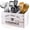 White, variant on XIMEI Brown Utensil Holder Rustic Wood Utensil Caddy with 3 Compartments, Farmhouse Flatware Organizer for Fork/Spoon/Spatula