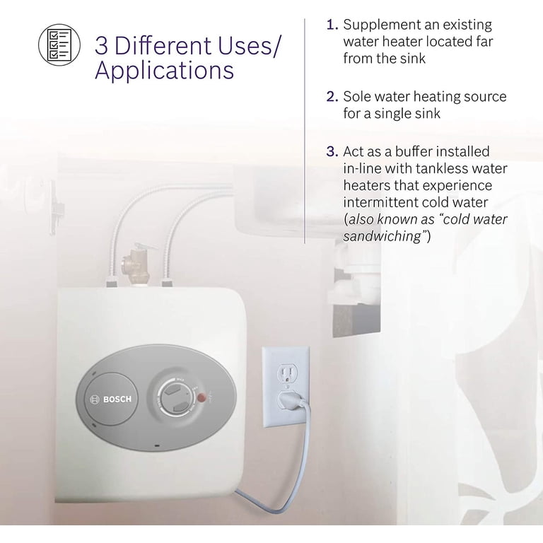 Bosch Electric Mini-Tank Water Heater Tronic 3000 T 2.5-Gallon (ES2.5) -  Eliminate Time for Hot Water - Shelf, Wall or Floor Mounted - Walmart.com
