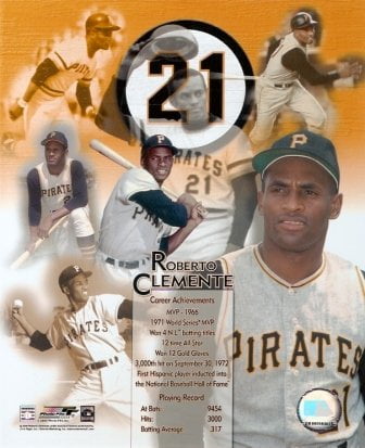 AWESOME BLACK AND WHITE ROBERTO CLEMENTE CLOSEUP PORTRAIT 8x10 PIRATES 