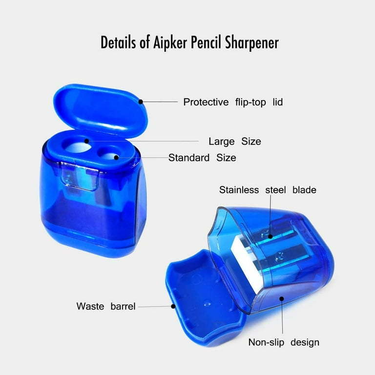 Noarlalf Pencil Sharpeners Twohole Pencil Sharpener, Rotating Planer  Sharpener, Student Stationery Pencil Sharpeners Manual Colored Pencil  Sharpener