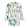thumbnail image 5 of CYMMPU Floral Printed 3/4 Length Sleeve Summer Fall Dressy Tunic Tops Business Work Blouses to Wear with Leggings Shirts Elegant Blouse Casual V-Neck 2025 Clothes for Women Green L, 5 of 5