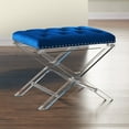 thumbnail image 4 of Cody Modern and Contemporary Tufted Ottoman in Blue Velvet with Acrylic Legs, 4 of 6