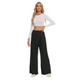 thumbnail image 5 of Avamo Wide Leg Pants for Women Cozy Ribbed Knit Palazzo Pants Elastic High Waist Pants Casual Trousers with Pockets Black XL, 5 of 12