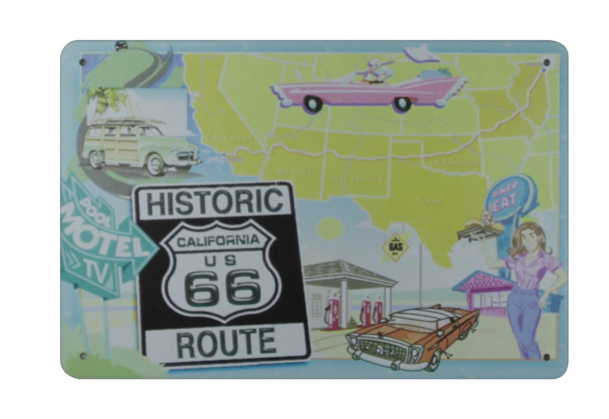Vintage Route 66 Diner sign reproduction metal Vintage Style Wall Plaque Sign 