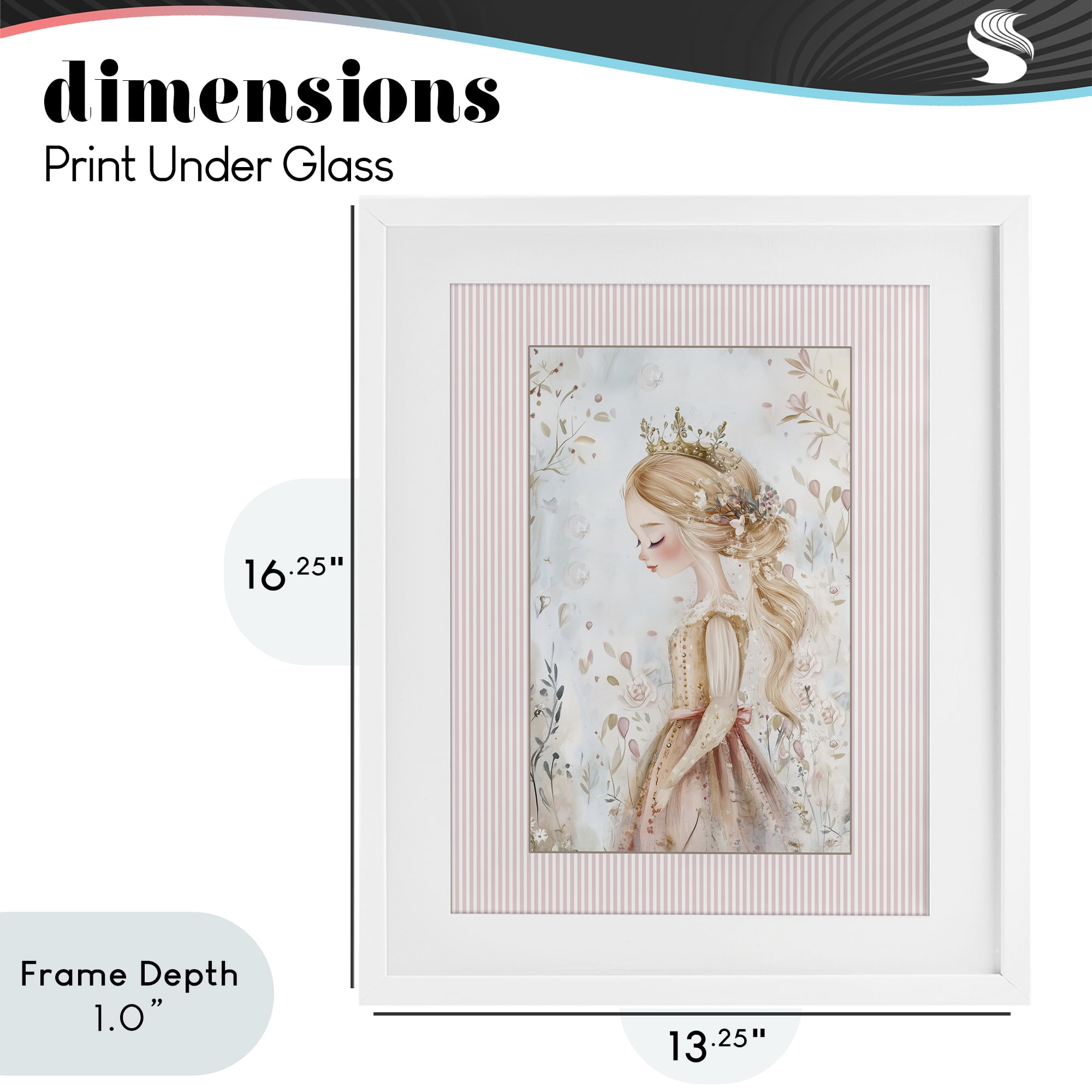 Stupell Industries Enchanted Dreams Princess White Framed Print Under Glass, design by Christine Simpson Art