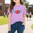 thumbnail image 6 of Piuwrlz Girls Short T-Shirts Kids Graphic Shirts Tops Cotton Pullover Purple Size 5 Years, 6 of 10