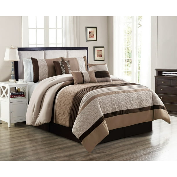 Unique Home 7 Piece Collections Comforter Set Abstract Floral Sqaure