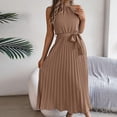 thumbnail image 2 of Birdeem Robe d'Été Élégante pour Femmes Col Rond Sans Manches Taille Pliée, 2 of 7