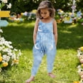 thumbnail image 2 of EGNMCR Toddler Baby Girl Jumpsuit One Piece Sleeveless Strap Romper Pant Summer Outfit Clothes-Blue-4-5T, 2 of 6