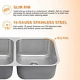 thumbnail image 4 of DIRECTUNIT Undermount Kitchen Sink 18 Gauge Stainless Steel 2 Bowl, 35"x20.5"x9", 4 of 5