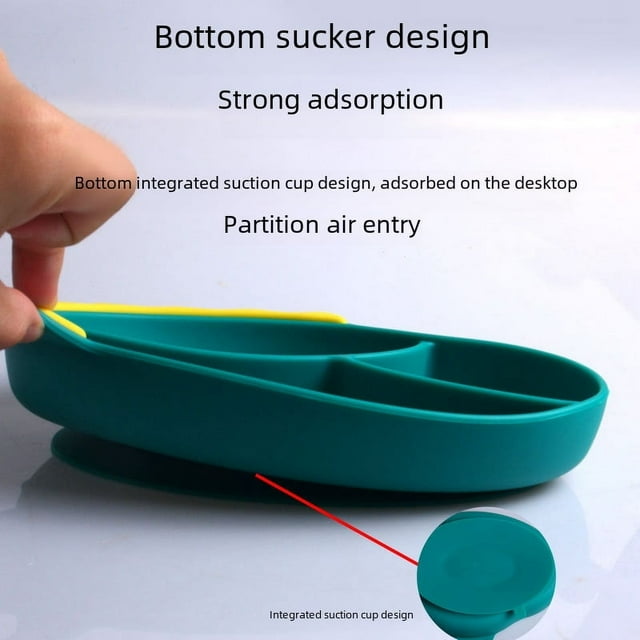 Adecuado para plato de silicona para niños, compartimento de entrenamiento para bebés, cuenco complementario, cuenco de succión anticaída de una pieza