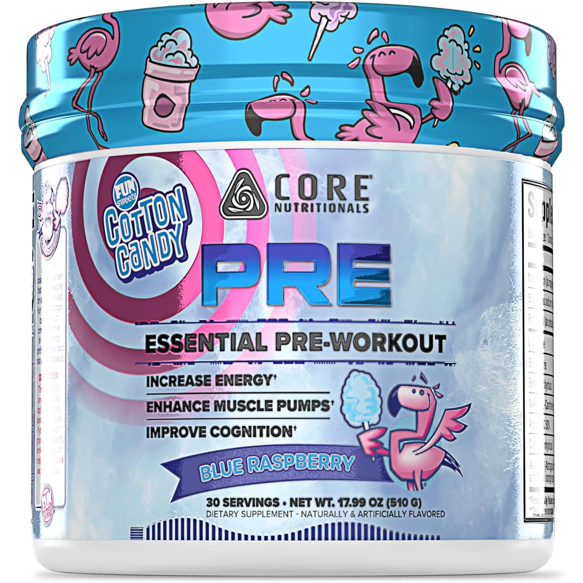 Core Nutritionals Essential Pre Workout | for Energy & Muscle Pumps | L-Citrulline & Beta Alanine | 200mg Caffeine | 30 Servings (Fun Sweets Blue Raspberry)