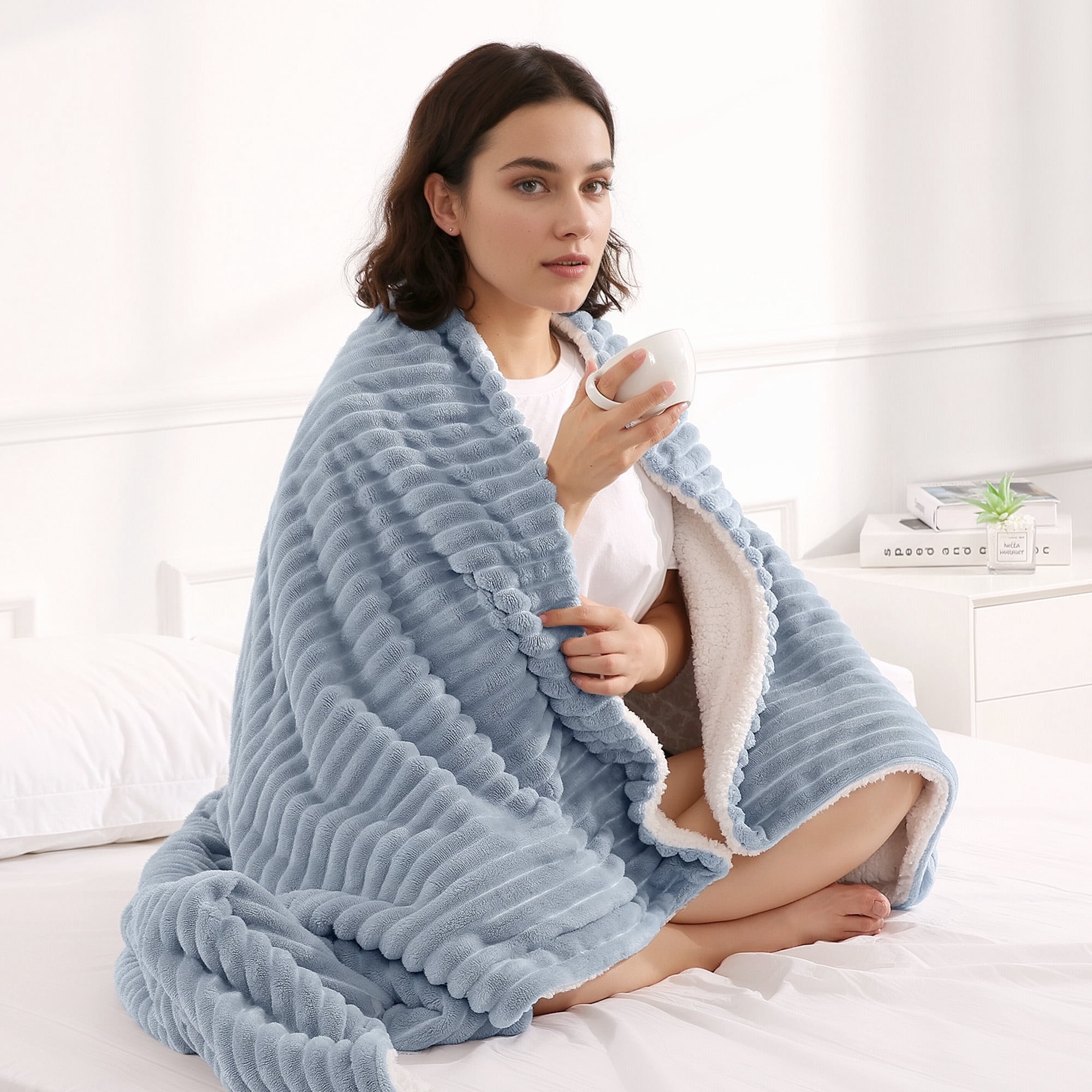 Naipo Heated Blanket 50" x 60" Flannel Soft Blanket for Couch 6 Heat Settings and 4 Hours Timer Shutdown Machine Washable Blue