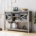 thumbnail image 4 of COZONY 46" Farmhouse Entryway Table with Sliding Barn Doors, Sofa Side Table with Storage Drawer and Open Shelf, Console Tables for Hallway, Living Room,Washed Ash, 4 of 7