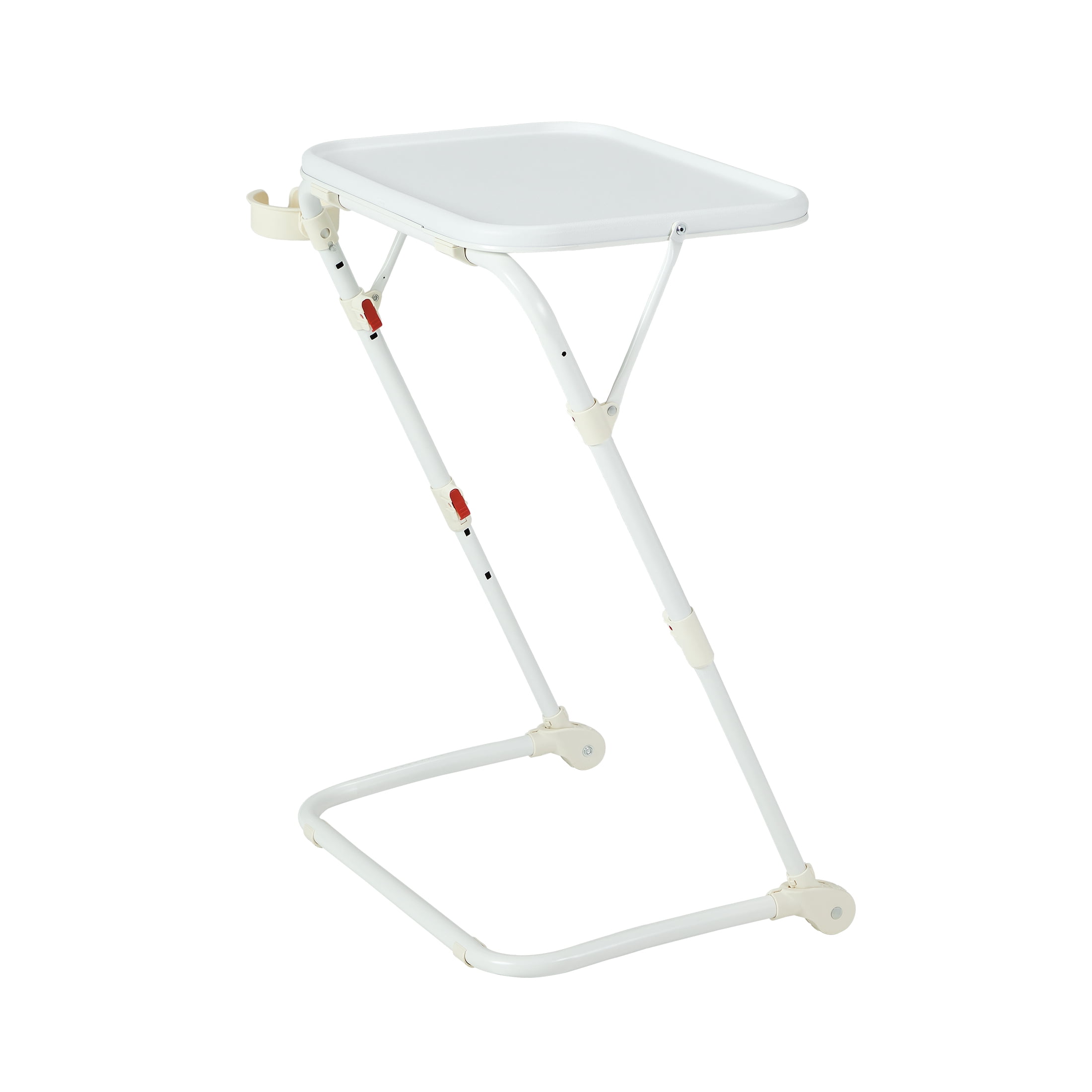 (2 pack) Mainstays Adjustable Folding TV Tray Table with Cup Holder, White