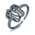 thumbnail image 3 of 10mm - Feet Toe Band Ring 925 Sterling Silver Thin Adjustable Stylish Rings for Women, 3 of 5