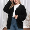 thumbnail image 4 of Women Chunky Knit Cardigan Long Sleeve V Neck Button Up with Pocket Sweater Coat for Fall and Winter Black S, 4 of 9